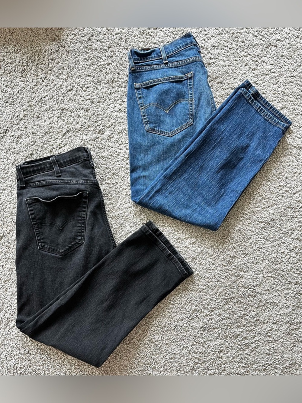 LEVI’S Men’s Jeans 38x30 Two Pair: Blue Denim 505 Black Denim 559 ~ 99% Cotton